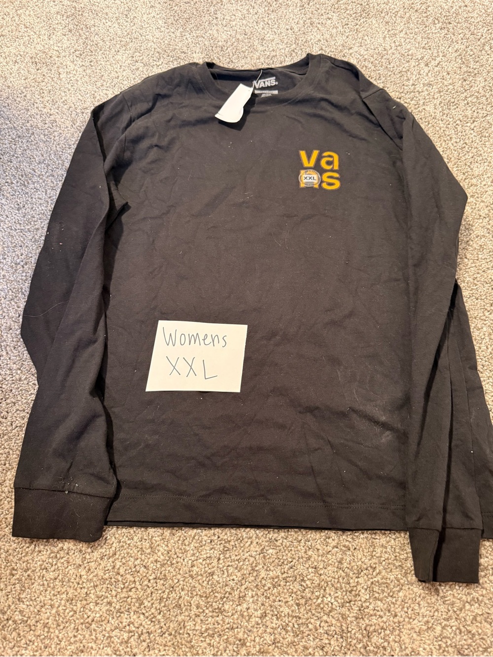 Vans Black Long Sleeve Tee with Yellow Logo